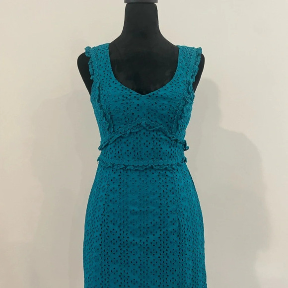 Lilly Pulitzer KAYLEE SHIFT DRESS Tanzanian Teal Petite Petal Eyelet Sz 0 - Picture 3 of 9